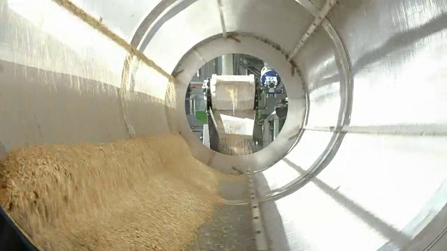 在工厂用离心机脱粒小麦视频素材