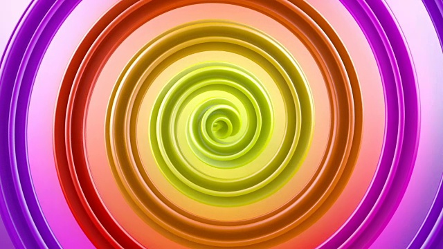 多色螺旋形状旋转可循环抽象三维动画视频素材
