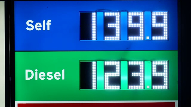 切尔万加油站汽油显示价格的运动。视频下载