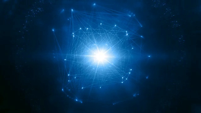抽象的能量结构(蓝色，中心)-环视频下载