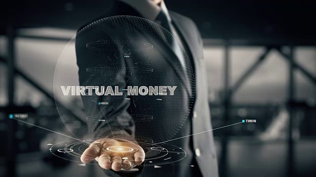 虚拟货币与全息商人的概念视频素材