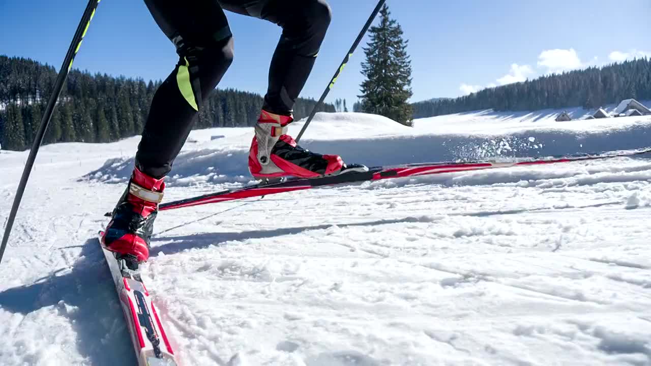 越野滑雪板的观点视频素材