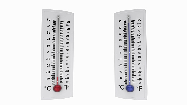 两个温度计设置成温度变化的角度。视频素材