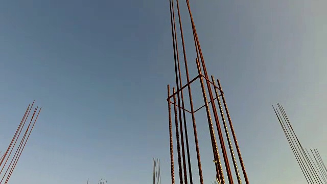 建筑工地上的混凝土铁棒视频下载