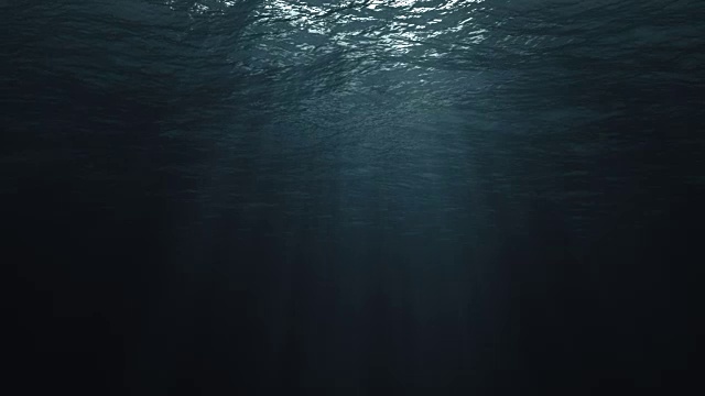 完美的无缝环深蓝色加勒比海浪从水下背景，光线闪烁视频下载