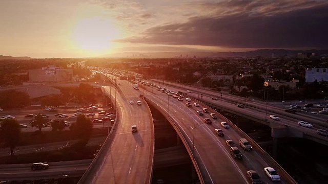 日落,洛杉矶,航拍视角,100岁以上视频素材