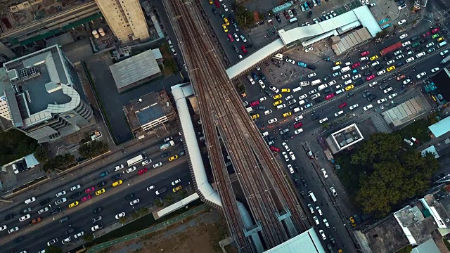 泰国曼谷十字路口鸟瞰图视频素材