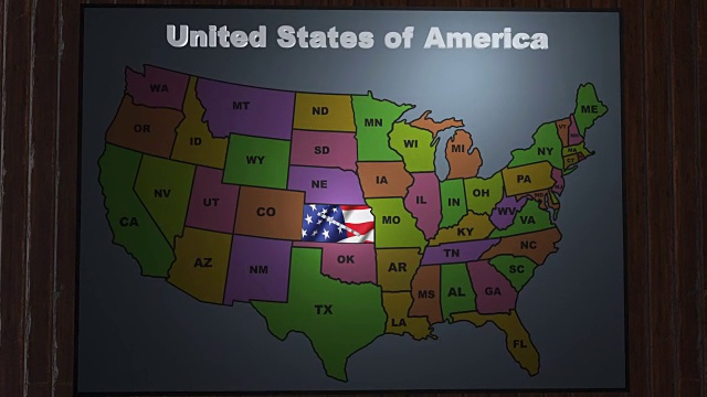 堪萨斯州从美国各州缩略语地图中抽出视频下载