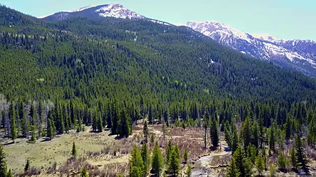 鸟瞰美丽的山谷，小溪和山脉4K视频素材