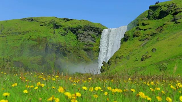 冰岛的斯科加佛斯瀑布，慢镜头视频下载