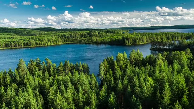 空中风景与瑞典的湖泊和森林视频素材