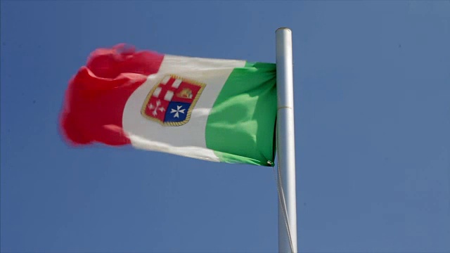 风中的意大利国旗和盾形纹章视频下载
