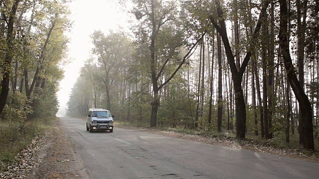 森林路上的车辆。视频素材