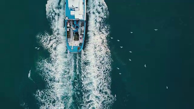 海上渔船鸟瞰图视频下载