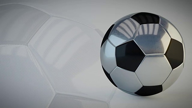 旋转光滑的足球在白色的背景-无缝环视频素材