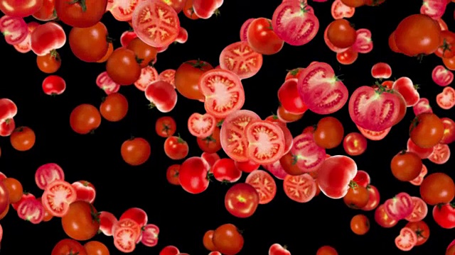 下落番茄背景，阿尔法通道，循环视频素材