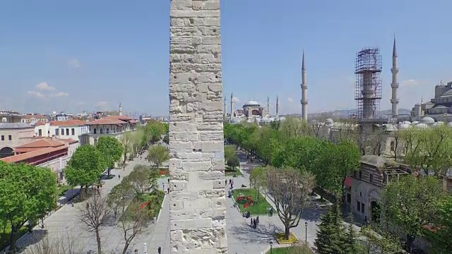 土耳其伊斯坦布尔苏丹艾哈迈德广场鸟瞰图。2015年7月21日视频素材