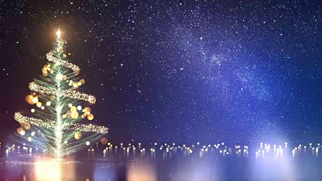 4k圣诞树和银河-环视频下载