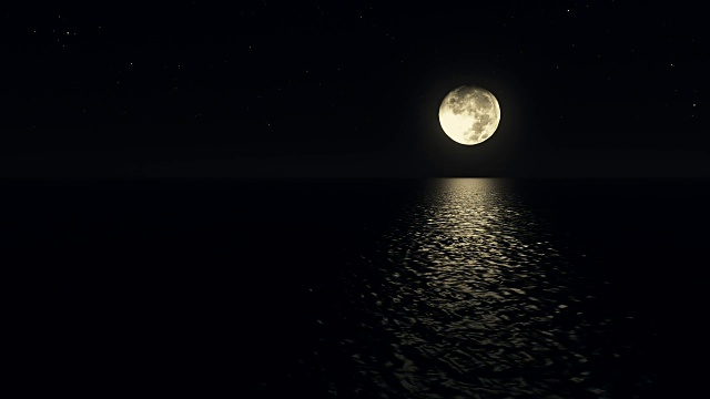 无缝循环月光路径与低傻瓜月亮在海面上视频购买