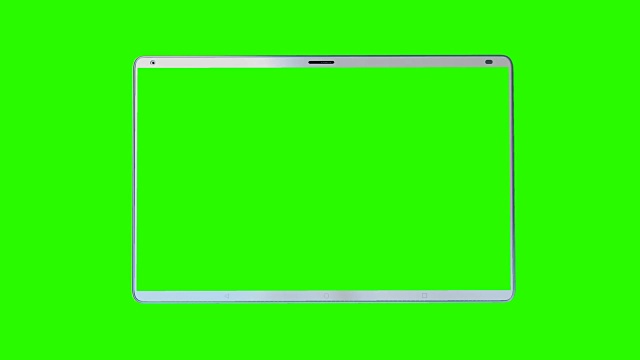 白色平板电脑与孤立的绿色屏幕在绿色背景视频下载