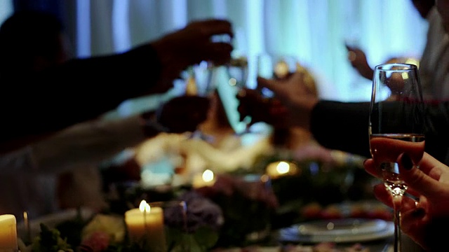 婚礼上举杯祝酒的客人视频下载