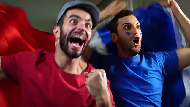 法国朋友举着法国国旗庆祝视频素材
