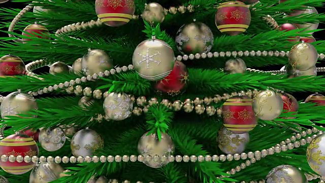 插图-视频。装饰变焦的圣诞树。视频下载
