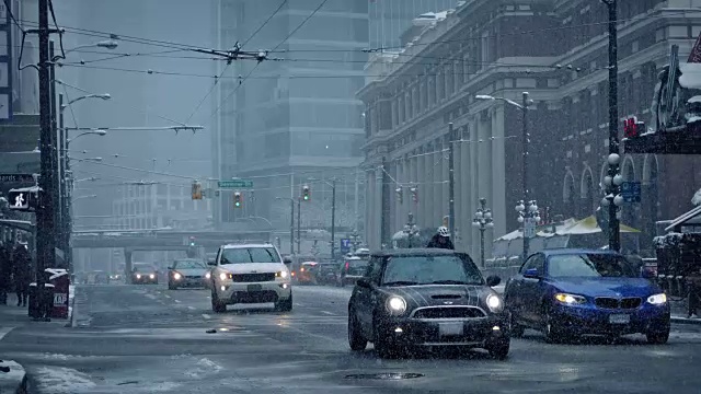 冬天下雪时的市区视频素材