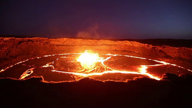 埃塞尔比亚埃尔塔阿勒火山熔岩湖视频素材