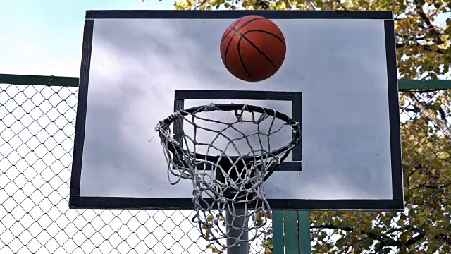 篮球在室外进入篮筐视频下载
