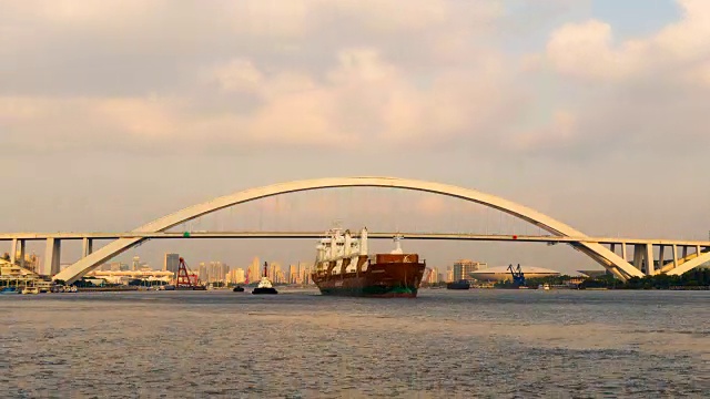 上海卢浦大桥黄昏时分视频下载