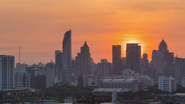 4K延时:日出时曼谷市中心视频素材