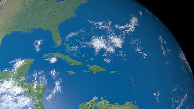 从外太空鸟瞰地球上的安的列斯群岛和加勒比海视频下载
