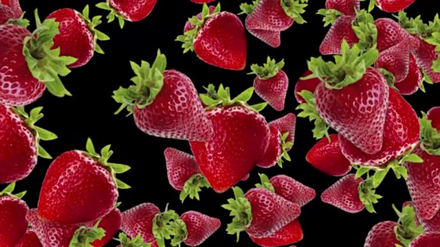 落下的草莓背景，循环，60fps，带有Alpha通道视频下载