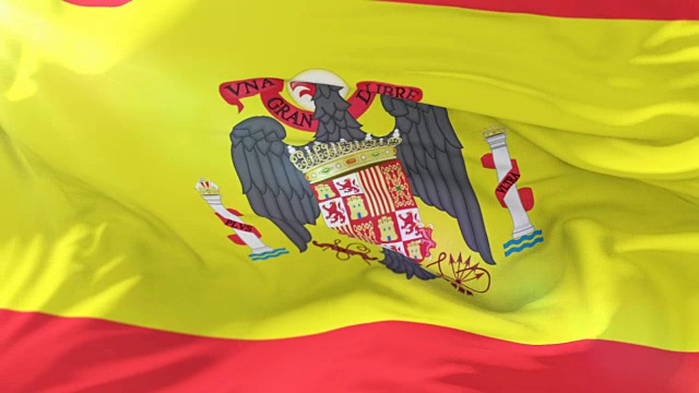 西班牙亲佛朗哥或佛朗哥派旗帜迎风飘扬视频下载