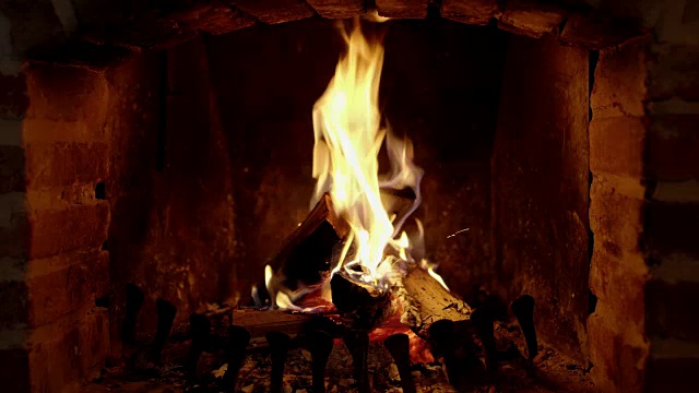 WS木柴在壁炉中燃烧的视频和音频视频下载