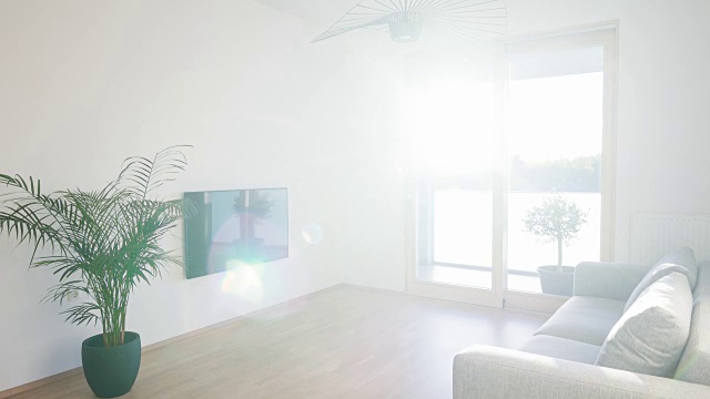 日光照明的现代客厅视频下载