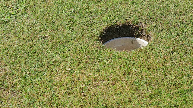 高尔夫球掉进洞里视频素材