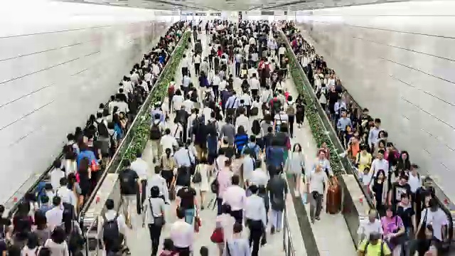 香港地铁在高峰时间的延时视频素材