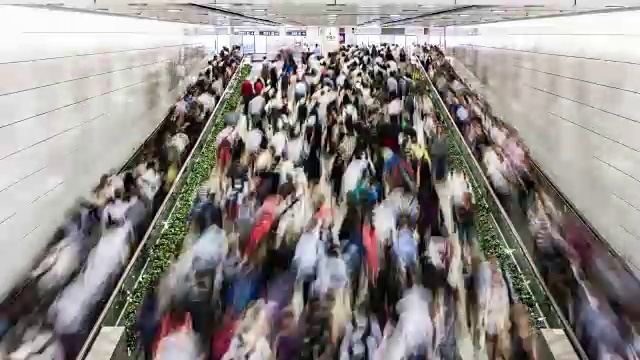 香港地铁在高峰时间的延时视频素材
