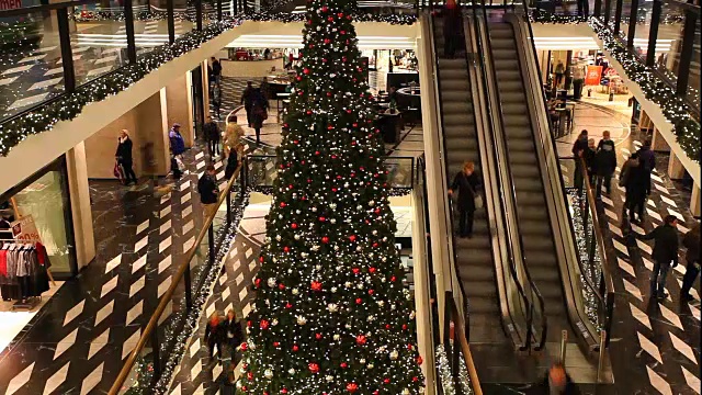 购物中心的圣诞节，时光流逝视频素材