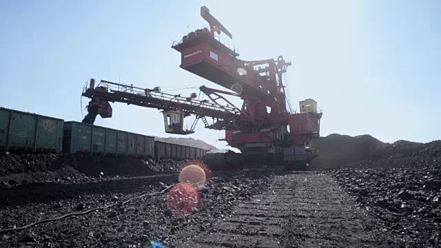 大型露天煤矿用斗轮挖掘机-褐煤视频素材