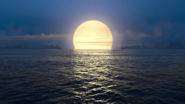蓝色的日落在无缝循环的海洋上。视频素材