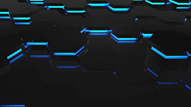六边形的技术背景。蓝色的主题视频下载