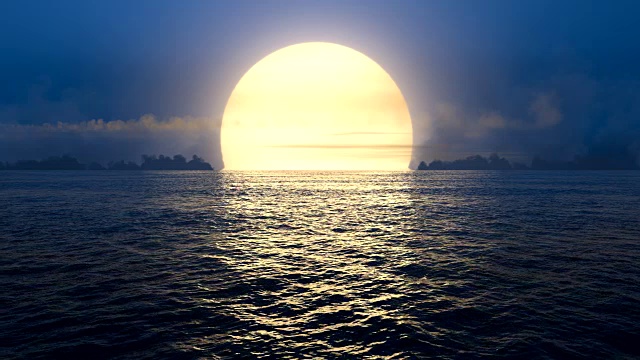 蓝色的日落在无缝循环的海洋上。视频素材