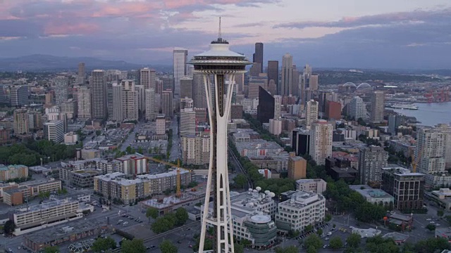美国西雅图市中心的航拍图视频素材