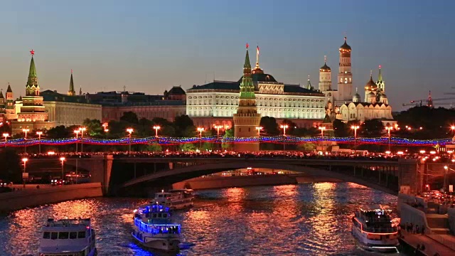莫斯科克里姆林宫的夜景视频素材