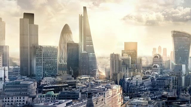 伦敦市商业咏叹调观。伦敦金融城，欧洲领先的金融中心。视频素材