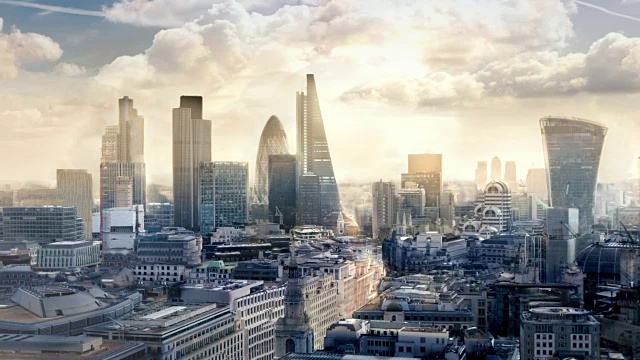 伦敦市商业咏叹调观。伦敦金融城，欧洲领先的金融中心。视频素材