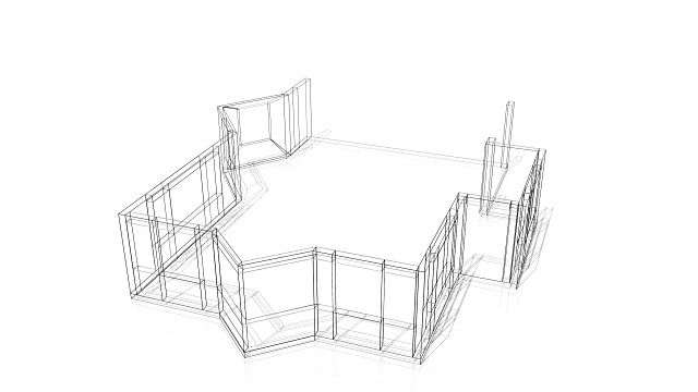 3D房屋建筑-钢丝框架视频素材
